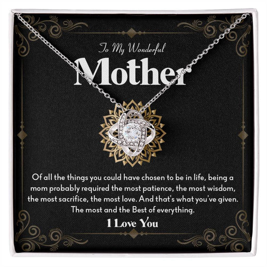 To My Wonderful Mother | I Love You - Love Knot Necklace