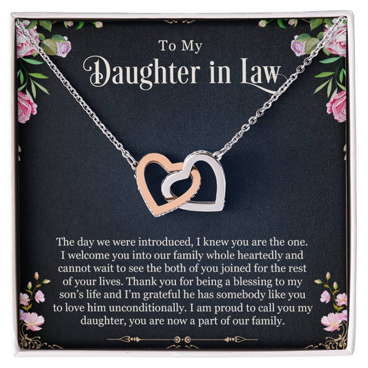 To My Daughter In Law | I Love You - Interlocking Hearts necklace